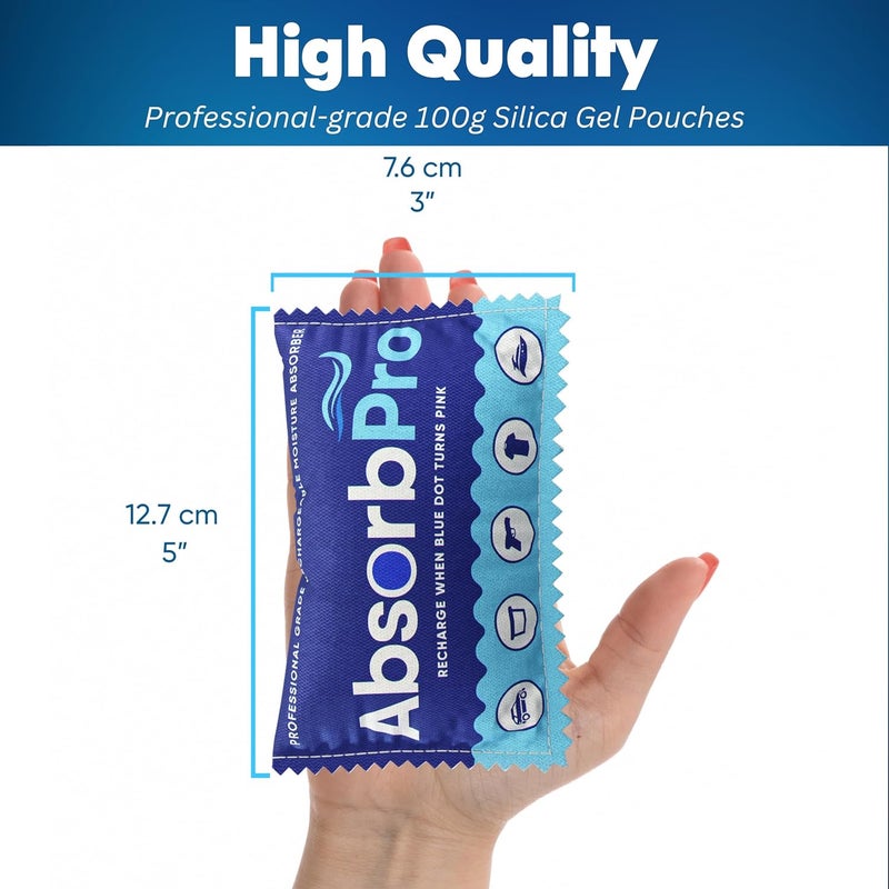 Absorb Pro Rechargeable Dehumidifier Bag 1-Pack - 100g Reusable Moisture Absorbers - Silica Gel Packets for Bins, Totes, Gun Safe, Food Storage, Clothes, Cars, and Boats - Image 4
